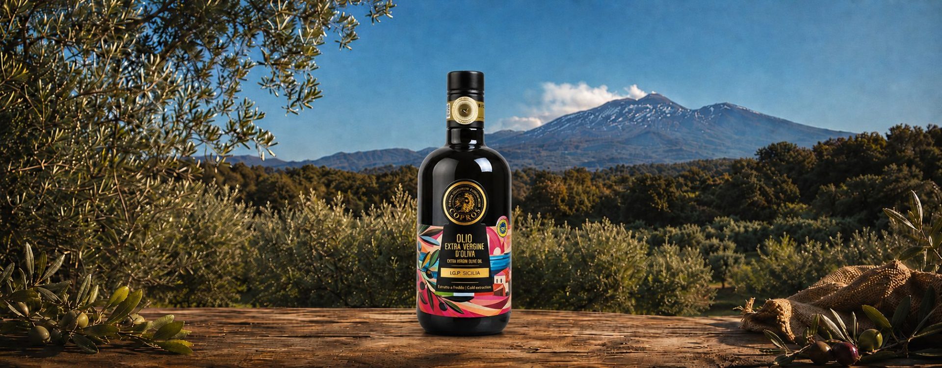 Olio EVO siciliano Co.Pr.O.S. in bottiglia premium