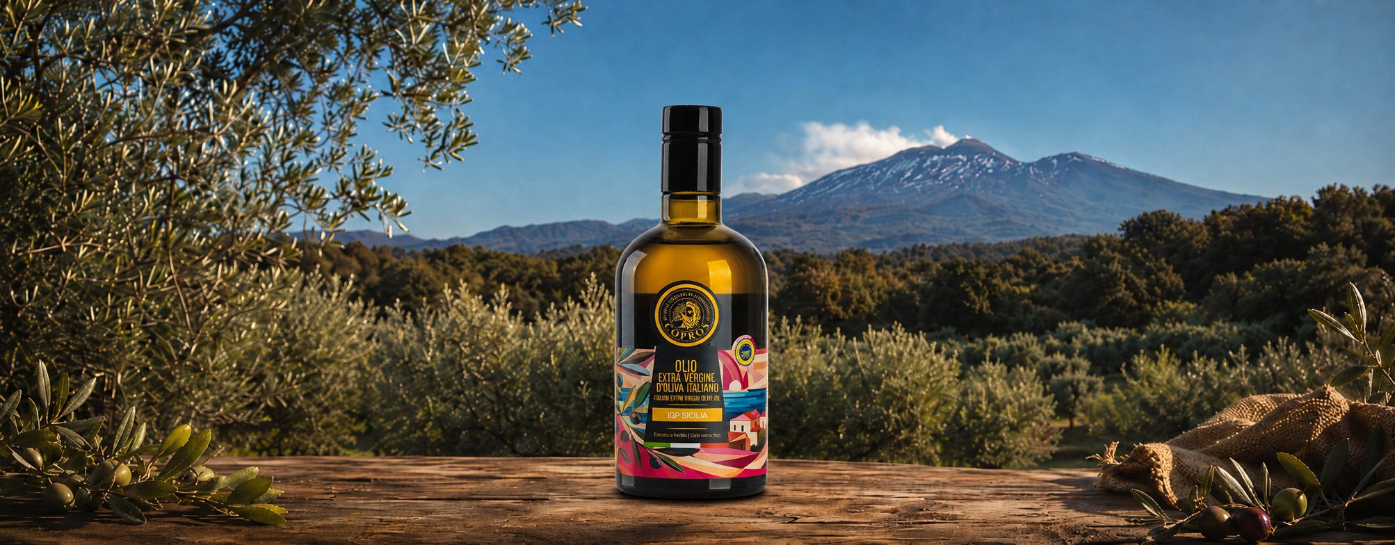 Olio EVO siciliano Co.Pr.O.S. in bottiglia premium