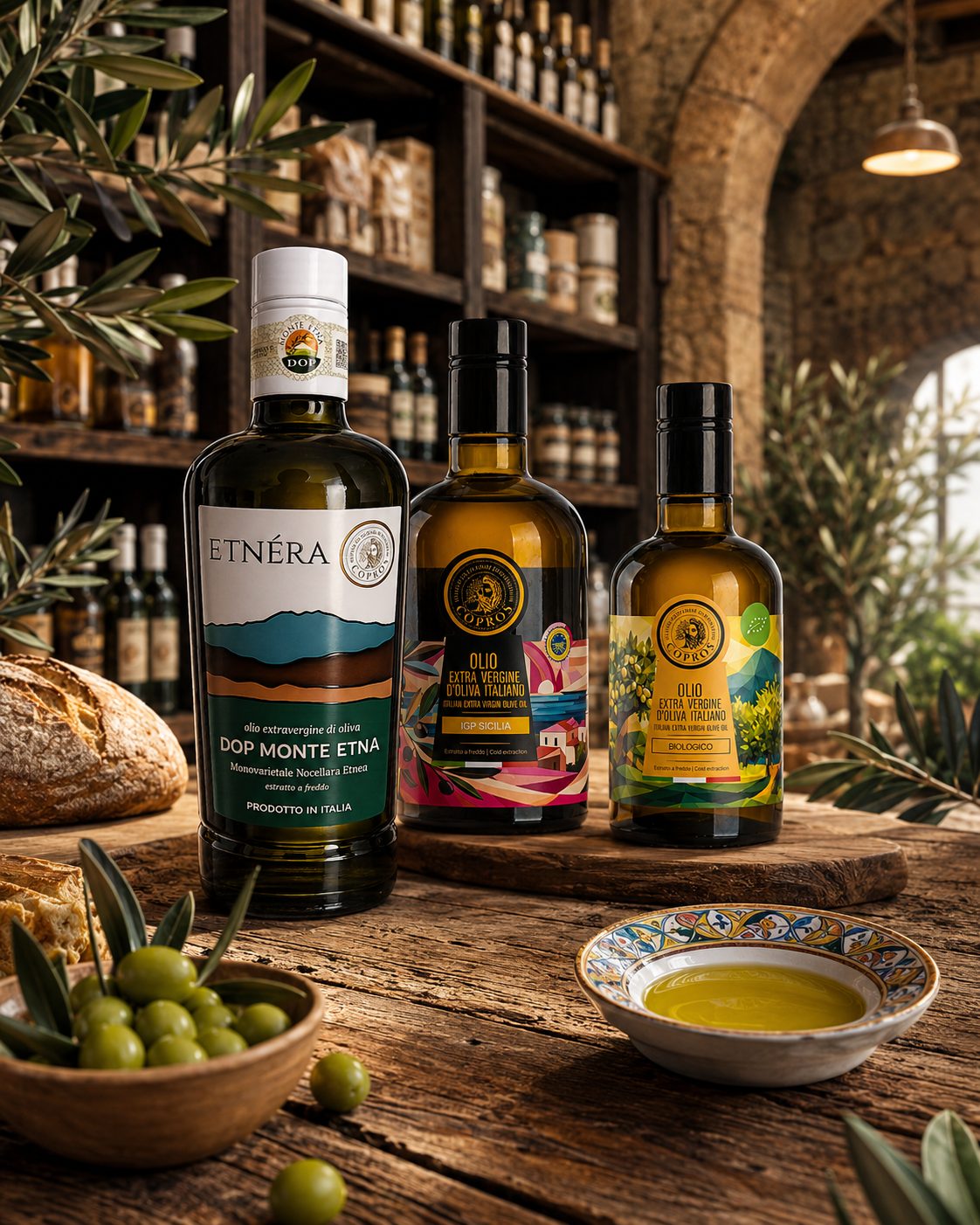 Forniture per Ristoranti e Rivenditori Olio EVO, Bio, DOP Monte Etna